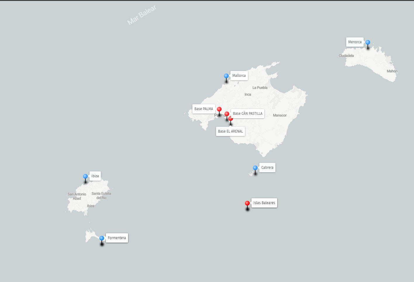 Map of the Balearic Islands