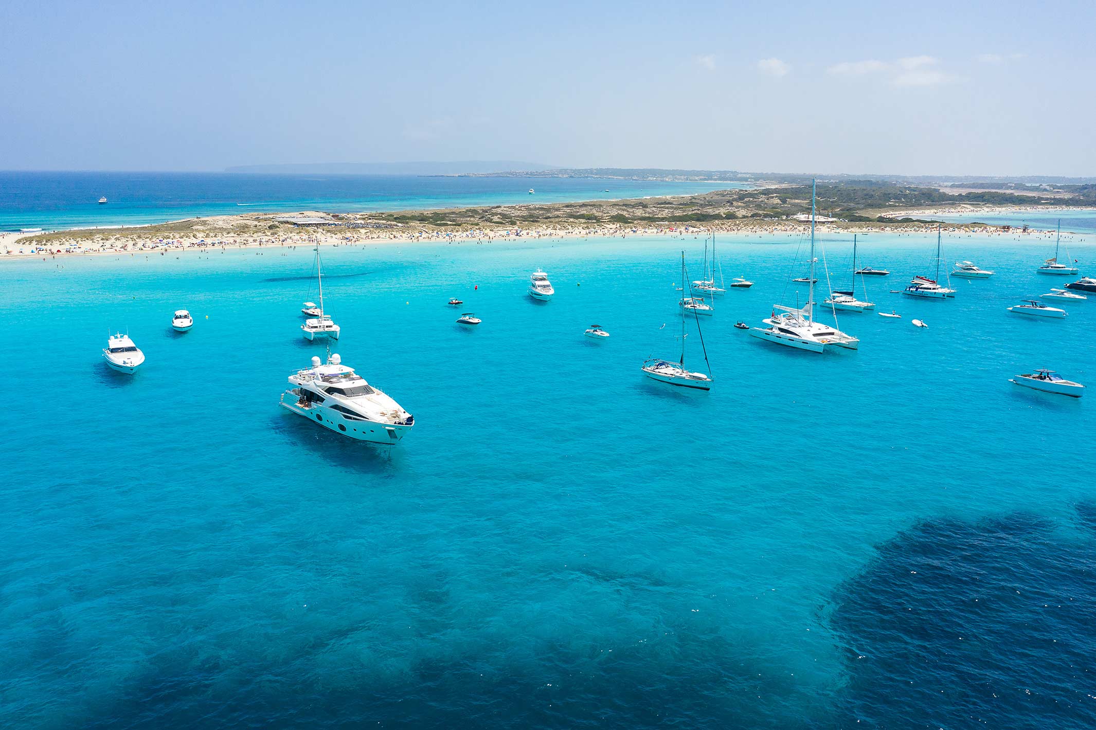 Anchorage on the beach of Formentera, Ibiza, Balearic Islands