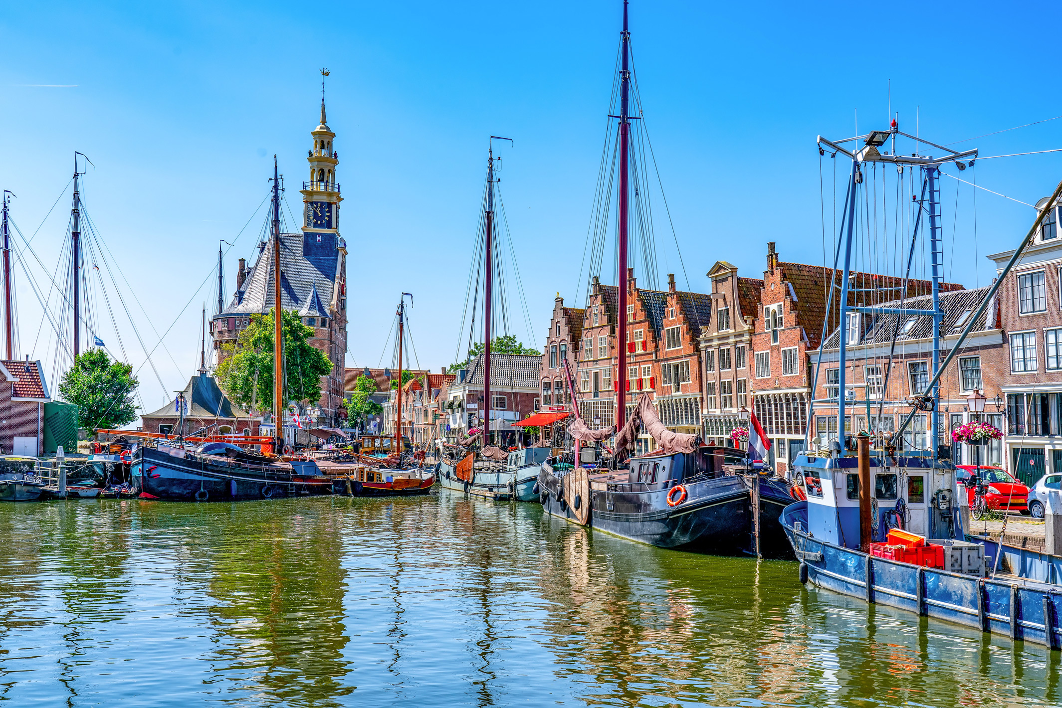 One of the most beautiful harbours in the Netherlands is the old harbour of the city of Hoorn on the Ijsselmeer. 